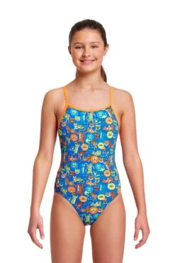 FUNKITA Big Cat Bash | Girls Diamond Back One Piece -Funkita FS11G BIG CAT BASH 01 1